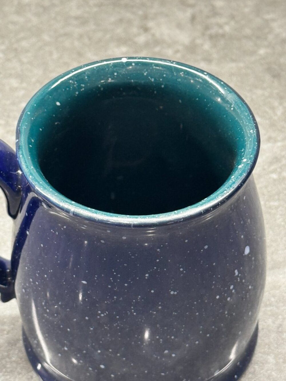 Gibson Housewares Cobalt Blue Speckled Campfire Coffee Mug Teal Interior VGUC